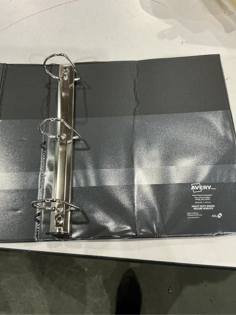 Condition photo showing As Is for avery heavy duty view binder  2   black  slant ring  one-touch  530 sheet capacity  1 binder