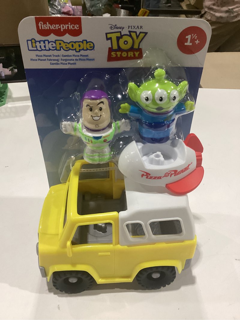 Condition photo showing New/Like New for fisher-price little people toddler toy disney & pixar toy story pizza planet truck with buzz lightyear & alien figures for kids ages 18+ months