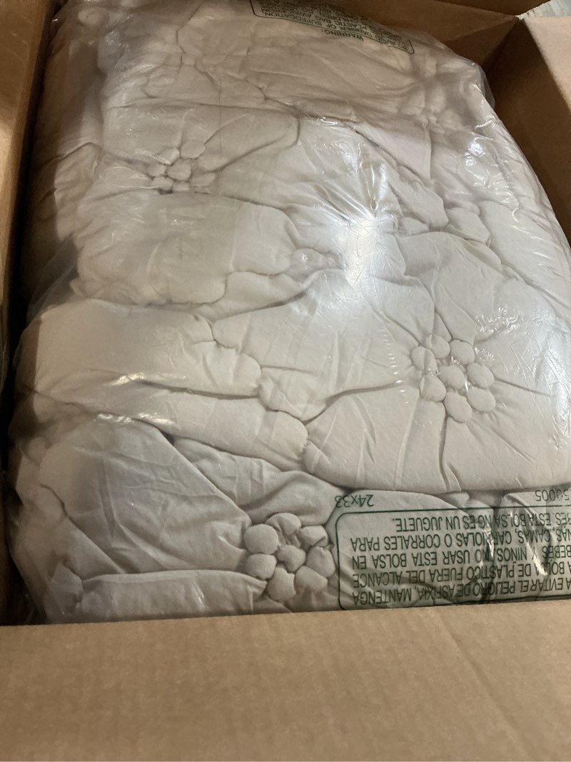 Condition photo showing As Is for bedazzled king size comforter sets, beige bedding comforter set, 3 pieces pinch pleat bedding sets with comforter and pillowcases soft farmhouse shabby chic comforter for all season beige king(102"*88")