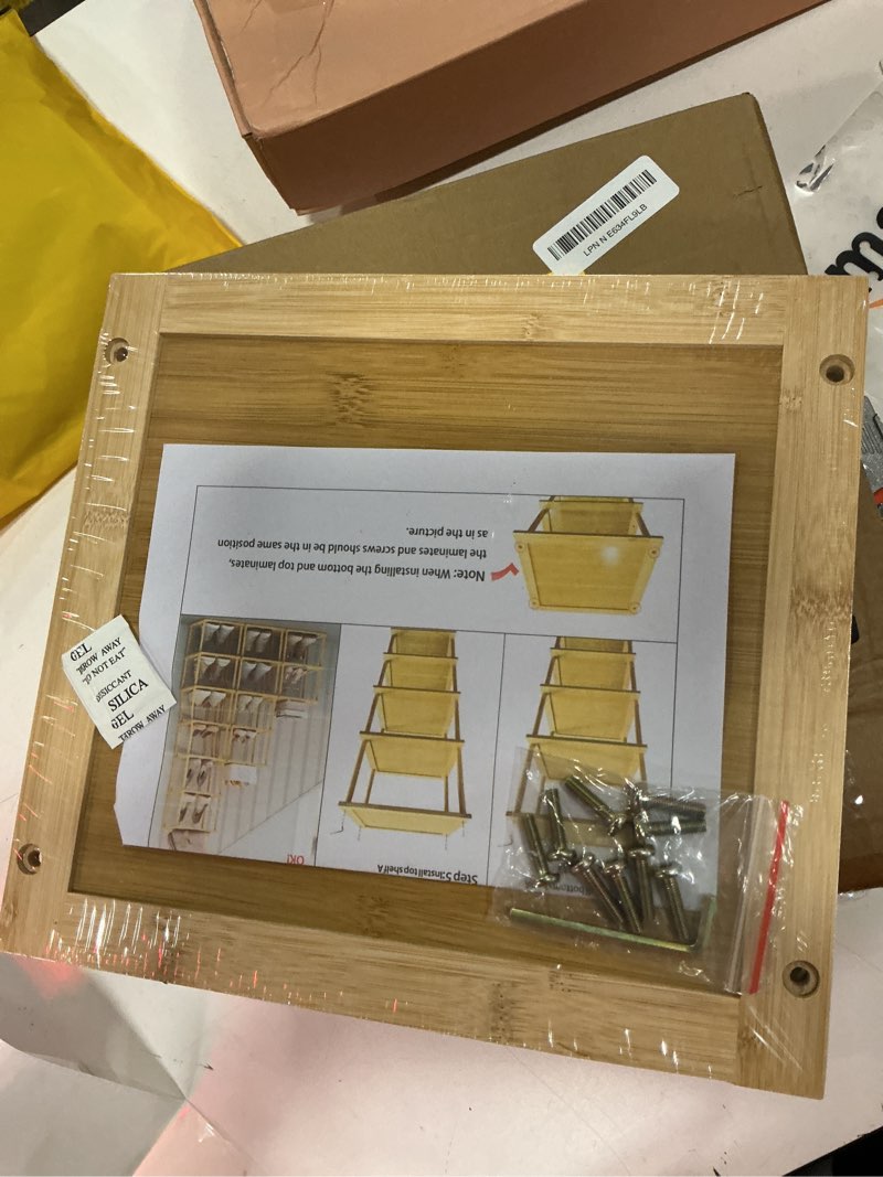 Condition photo showing New/Like New for aniston 5 tier small shoe rack bamboo, free standing slim narrow shoe storage, vertical tall shoe shelf organiser for garage, closet, doorway, corner, living room small spaces