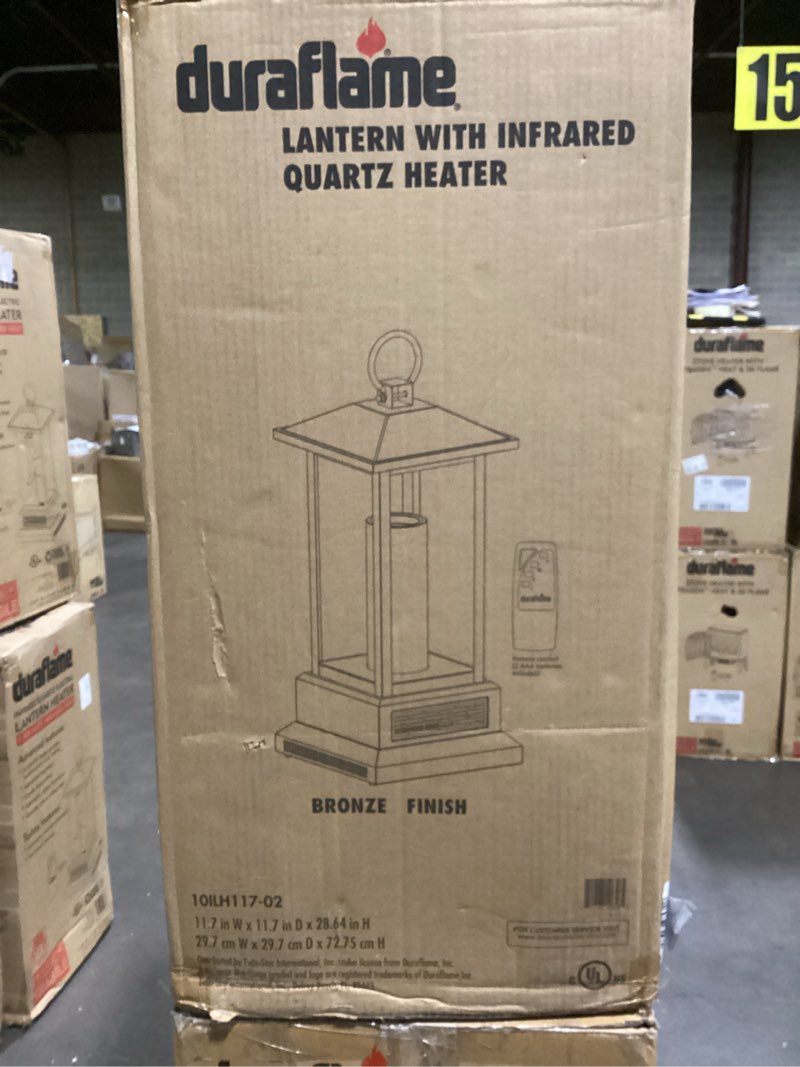 Condition photo showing Good Condition for Duraflame lantern with infrared quartz heater finish bronze one candle