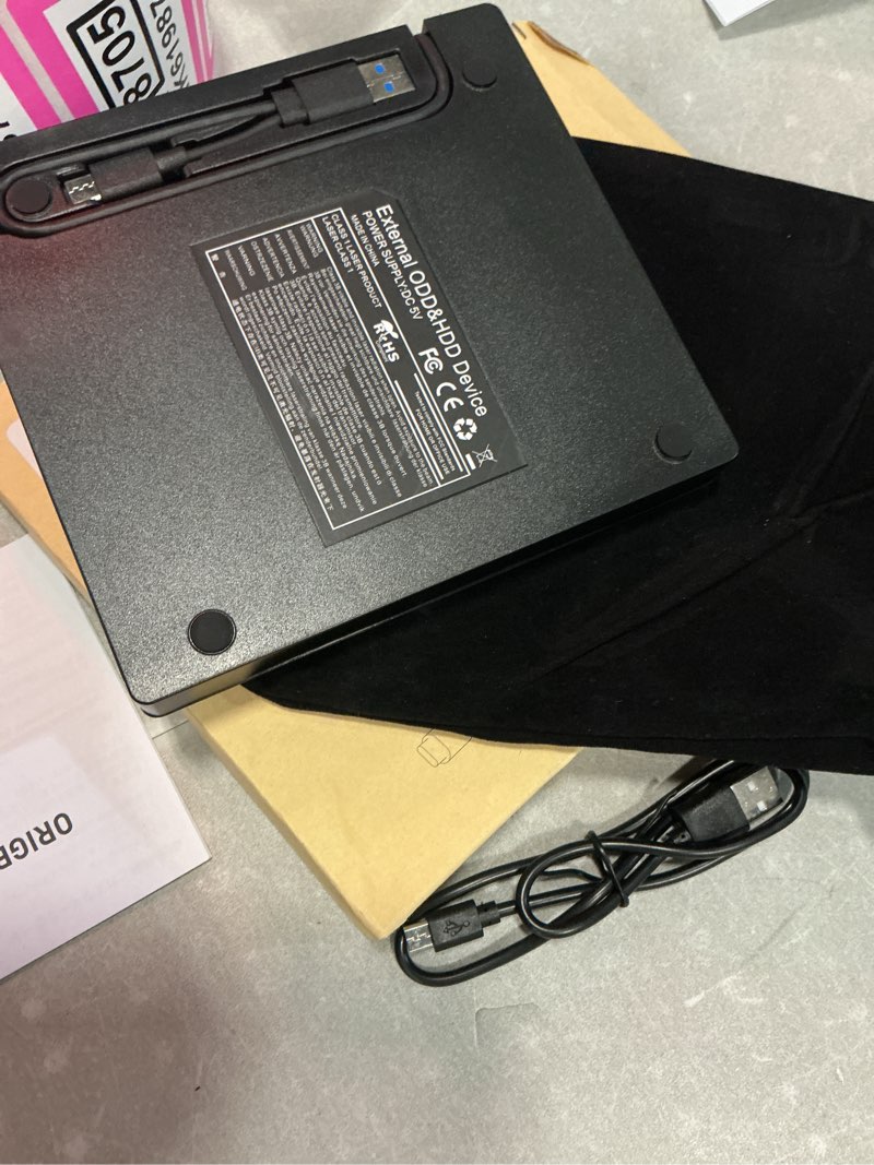 Condition photo showing Good Condition for origbelie external cd dvd drive, ultra slim cd burner usb 3.0 with 4 usb ports and 2 tf/sd card slots, optical disk drive for laptop mac, pc windows 11/10/8/7 linux os 5.6" x 6" x 0.7"