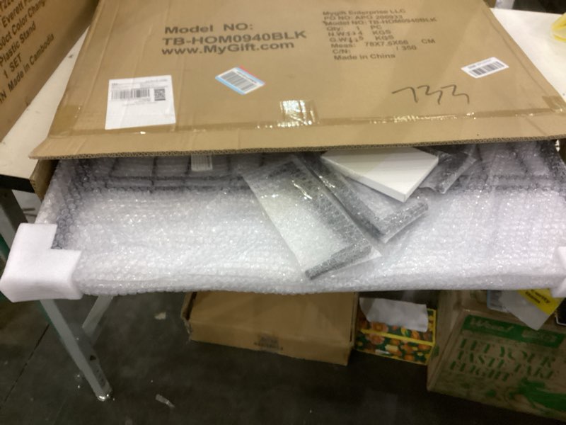 Condition photo showing New/Like New for MyGift 70 Inch Black Metal Wall Mounted Shoe Rack for efficient vertical storage, shoe storage for Closet with 36 Hooks, Holds up to 18 Pair for Entryway 70 Inch Black 18 Pair