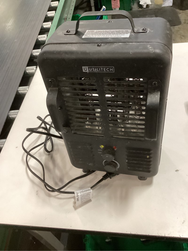 Condition photo showing As Is for Utilitech 1500 -Watt Utility Fan Utility Indoor Electric Space Heater with Thermostat