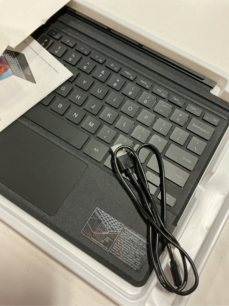 Condition photo showing Good Condition for Surface Pro Keyboard for Microsoft Surface Pro 7/6/5/4/3 7 Plus 12.3 inch, 7 Color Backlit Wireless Type Cover, Bluetooth Ultra-Slim Portable Ergonomic Keyboard with Trackpad, Rechargeable Battery 12.3 inch Surface Pro 7/6/5/4/3 7 Plus