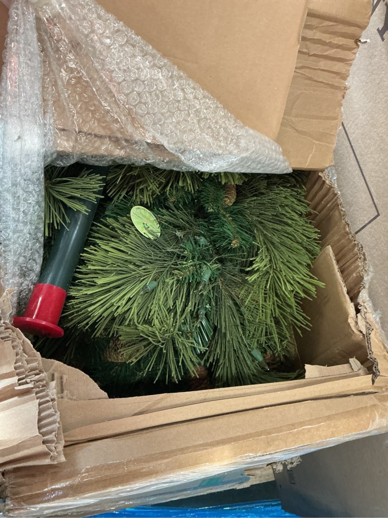 Condition photo showing Good Condition for National Tree Company 7.5 ft Pre-Lit Carolina Pine Artificial Christmas Tree, 750 Clear Lights, 1,399 Tips, Includes Stand, Green 7ft 6in Green