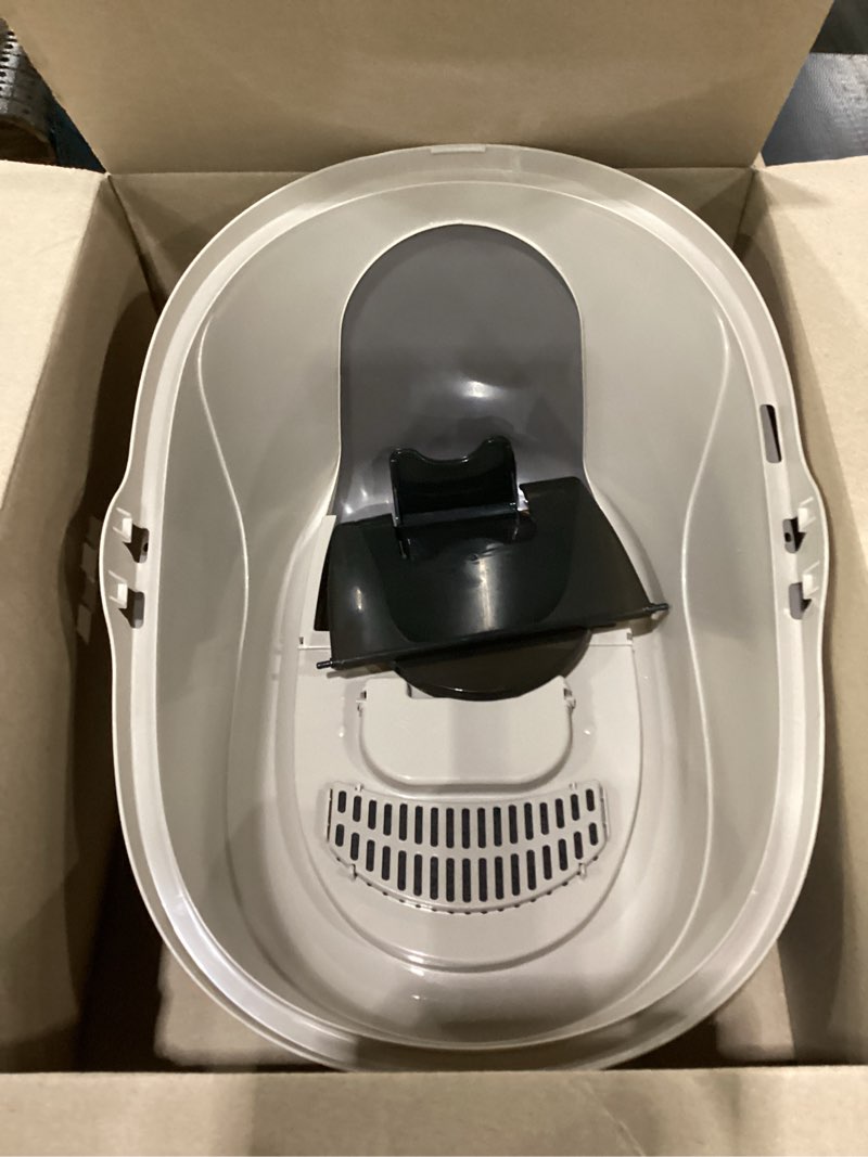 Condition photo showing Good Condition for similar to stock photo amazon basics cat litter box with lid, no-mess, enclosed spacious design with odor control, charcoal filter, 26\" x 23\" x 20\", charcoal