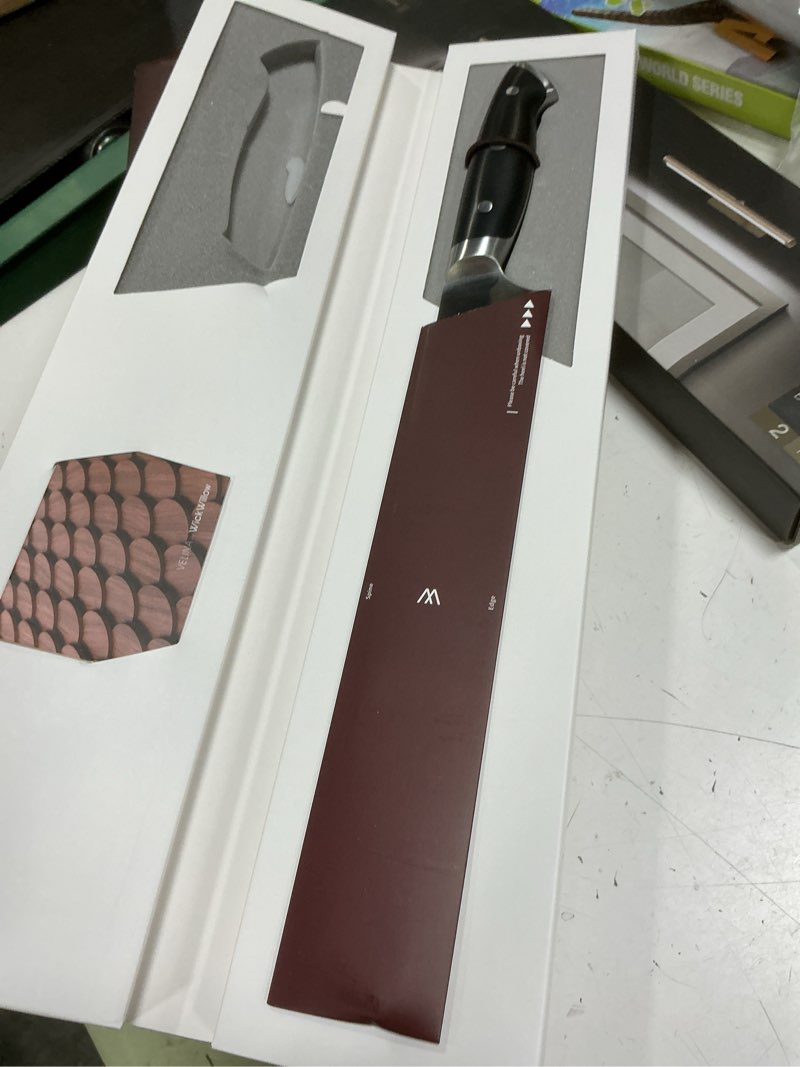 Condition photo showing New/Like New for wickwillow 10 inch bread knife – german steel x50crmov15 – serrated knife for homemade bread, sourdough & artisan loaves – full tang & ergonomic handle – gift box – velina series black - bread knife