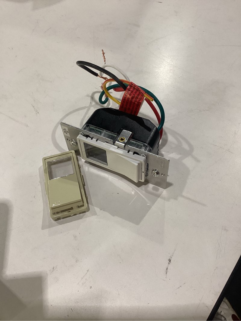 Condition photo showing Good Condition for leviton decora programmable and astronomical timer switch for lights and motor loads, neutral wire required, single pole or 3-way, vpt24-1pz, white with ivory and light almond faceplates 1 pack 1-pack
