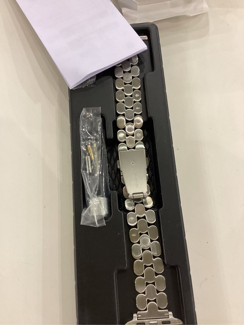 Silver Watch Bands Compatible with Apple Watch 44mm 45mm 46mm 49mm, Feminine Stainless Steel Watch B