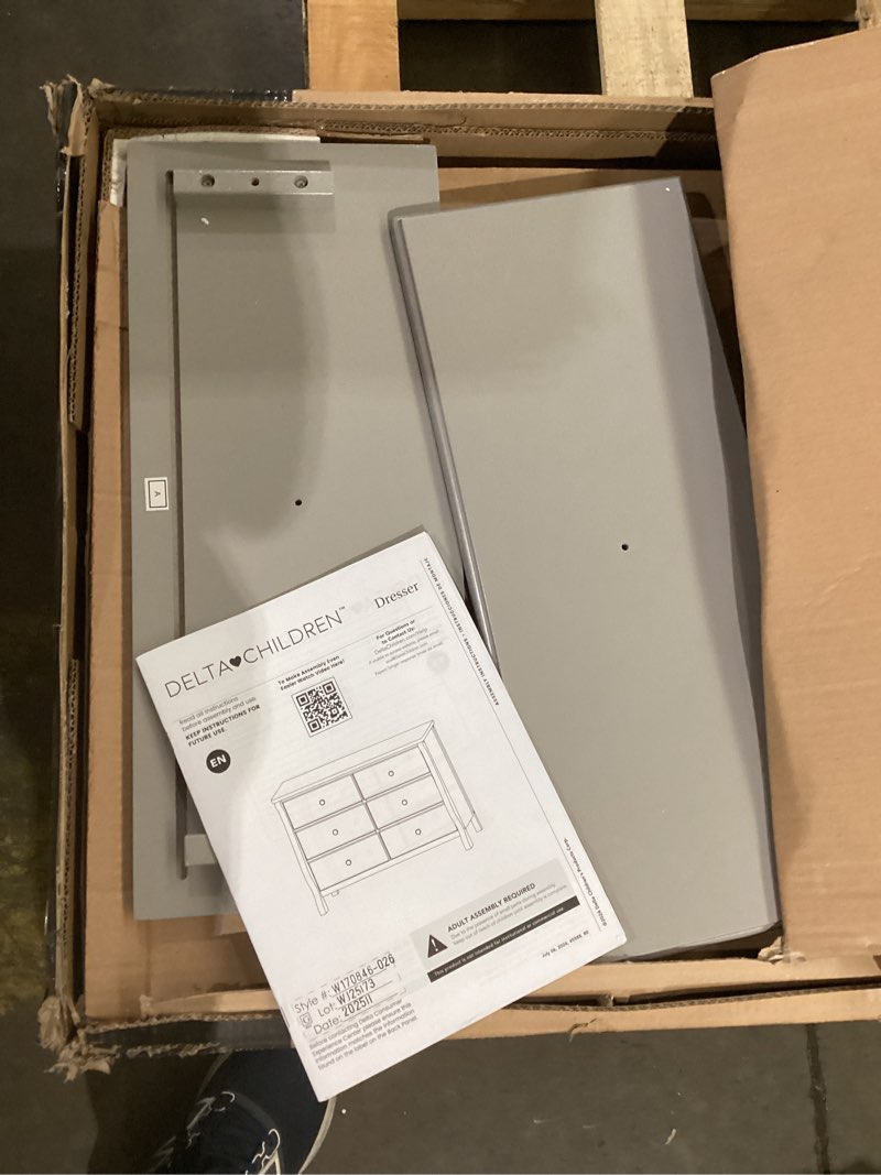 Condition photo showing Good Condition for delta children universal 6 drawer dresser with interlocking drawers - greenguard gold certified, grey 6 drawer w interlocking grey