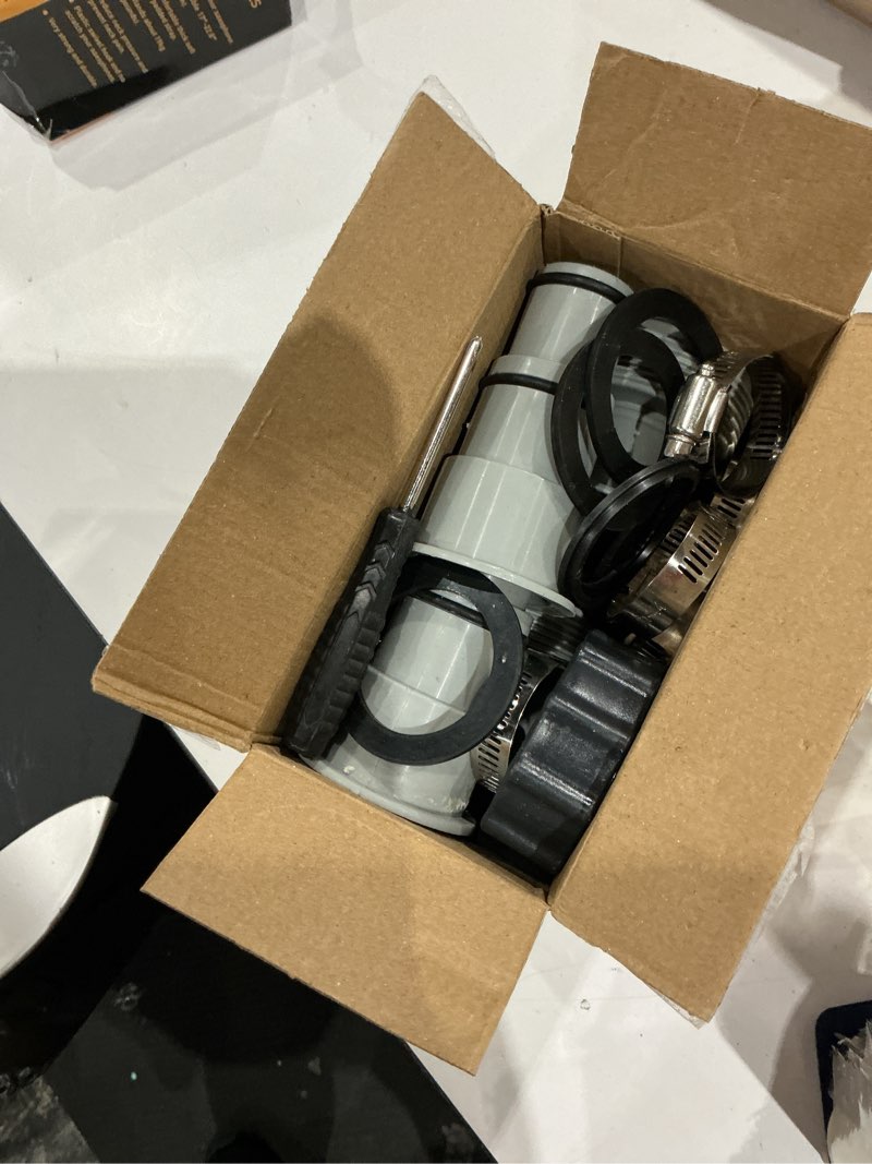 Condition photo showing Good Condition for 4 pack pool hose adapter,2 types conversion connector for 1.5"&1.25" hoses with clamp and washer,rep