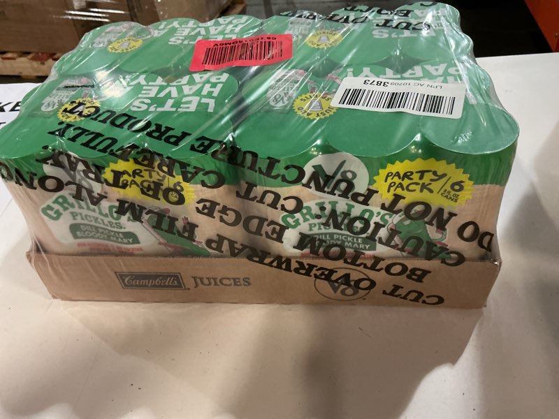 Condition photo showing New/Like New for BEST BY/02/22/2026))V8 Grillo's Pickles Dill Pickle Bloody Mary Mix, 8 fl oz Can (24 Pack) Dill Pickle Bloody Mary 8 Fl Oz (Pack of 24)