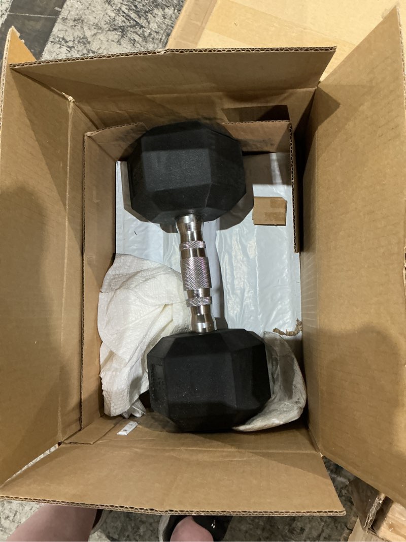 Condition photo showing Good Condition for cap barbell coated hex dumbbell weight - single | 10-120 lbs | multiple options chrome handle 25 lb
