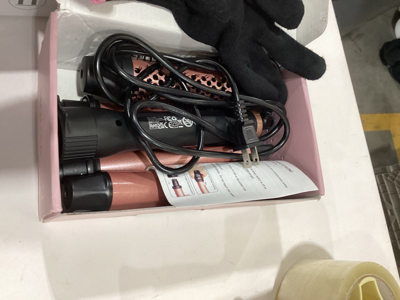 Condition photo showing As Is for 5 in 1 Curling Wand Set - SIQUER Curling Iron Set 1/2 to 1 1/4 Inch Beach Waves Wands 1 1/2 Inch Thermal Brush Fast Heating Up Hair Curlers for Women with Protective Gloves Clamps (Rose, Black)