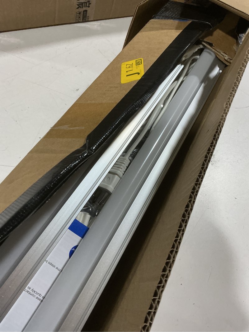 Condition photo showing As Is for barrina (6 pack led t5 integrated single fixture, 4ft, 2200lm, 6500k super bright white, 20w utility led shop light, ceiling and under cabinet light, corded electric with on/off switch, etl listed 6500k super birght light 4 feet