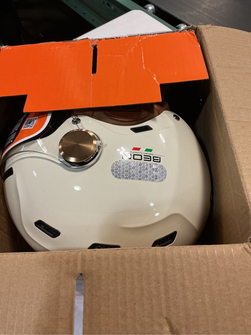 Condition photo showing New/Like New for Dual Visor 3/4 Open Face Motorcycle Helmet for Men & Women, DOT Approved Unisex Retro Half Helmet?Motorbike Casco for Moped Cruiser Bobber and Chopper Short Outer Shield-White Large