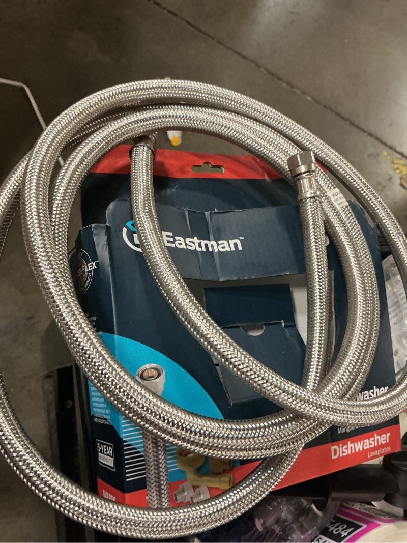 Condition photo showing As Is for eastman 8-ft 3/8-in compression inlet x 3/8-in compression outlet stainless steel dishwasher connector