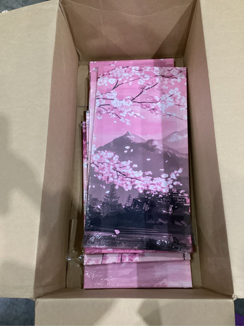 Condition photo showing Good Condition for zxhywym 5 panel japanese wall art pink cherry blossom pictures for living room mount fuji canvas prints large japan home decor sakura painting framed (size 3) pink 16"x24"x2 16"x32"x2 16"x40"x1