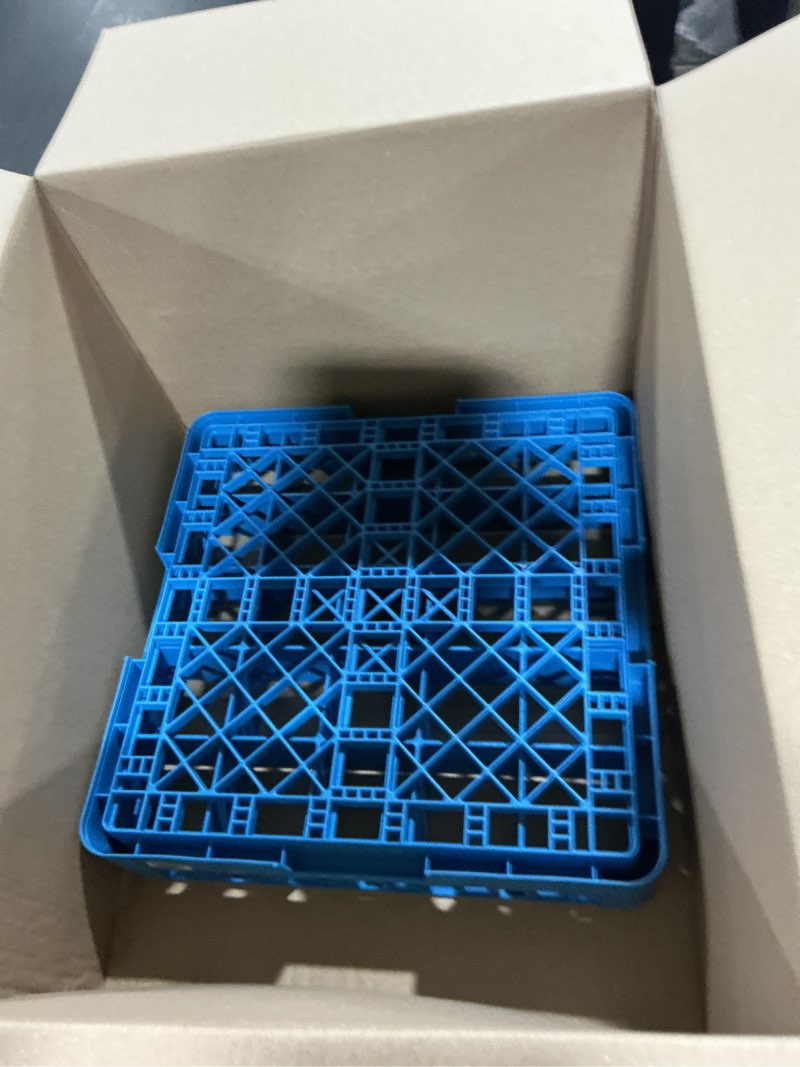Condition photo showing Good Condition for carlisle foodservice products opticlean 25 compartment glass racks – fits 3.25" diameter red wine goblets, beverage glasses, rocks glasses, tamper proof restaurant kitchen, blue