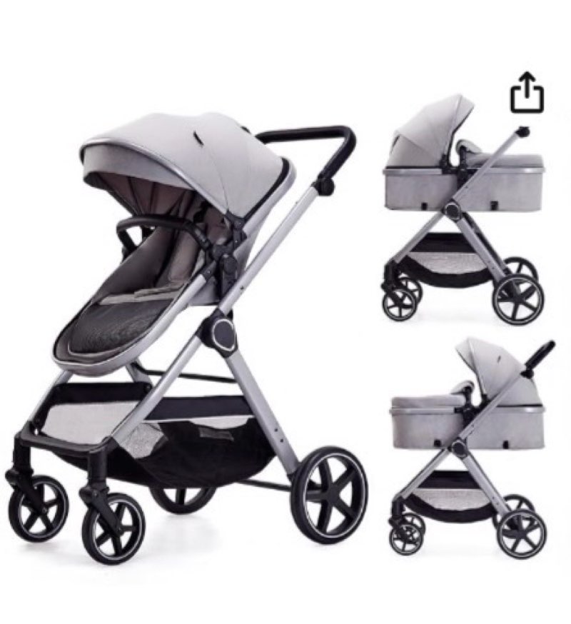 Lortsybab 2 in 1 Baby Stroller, Newborn Infant Toddler Convertible Pram Stroller for 0-36 Months Old