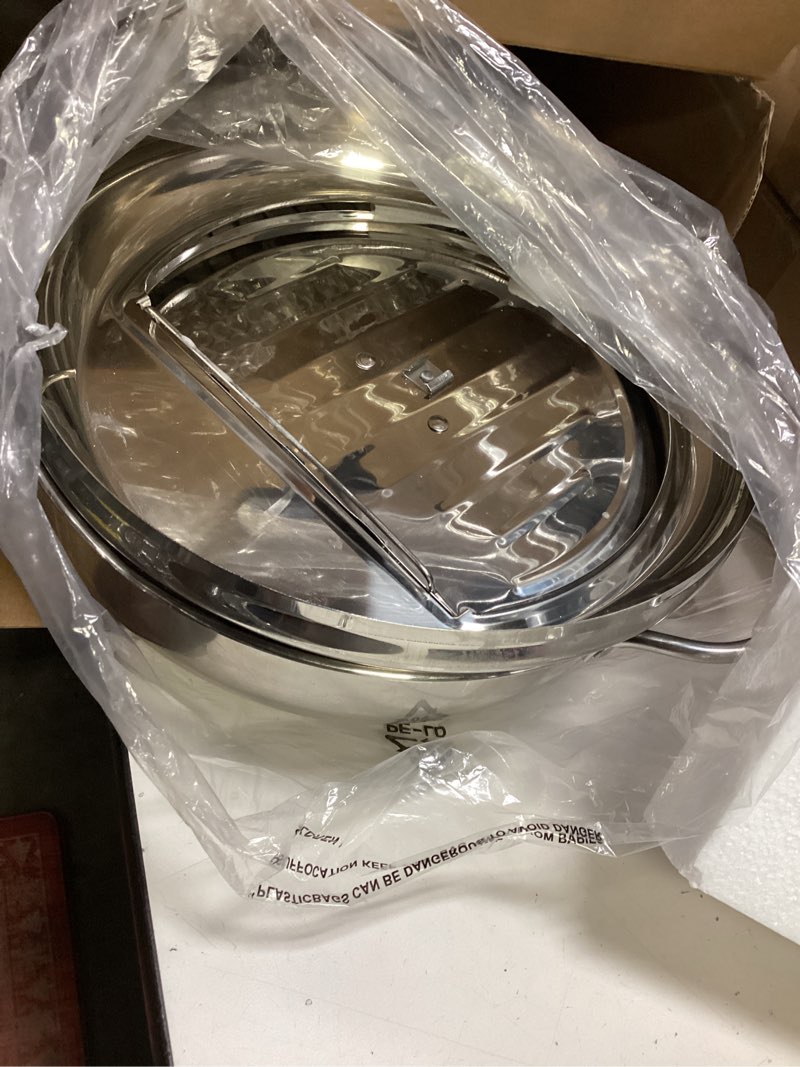 Condition photo showing Good Condition for Kerilyn Deep Fryer Pot, 11 Inch/4.2 L Janpanese Style Tempura Frying Pot with Lid, 304 Stainless Steel with Temperature Control and Oil Drip Drainer Rack, for Kitchen French Fries, Chicken etc