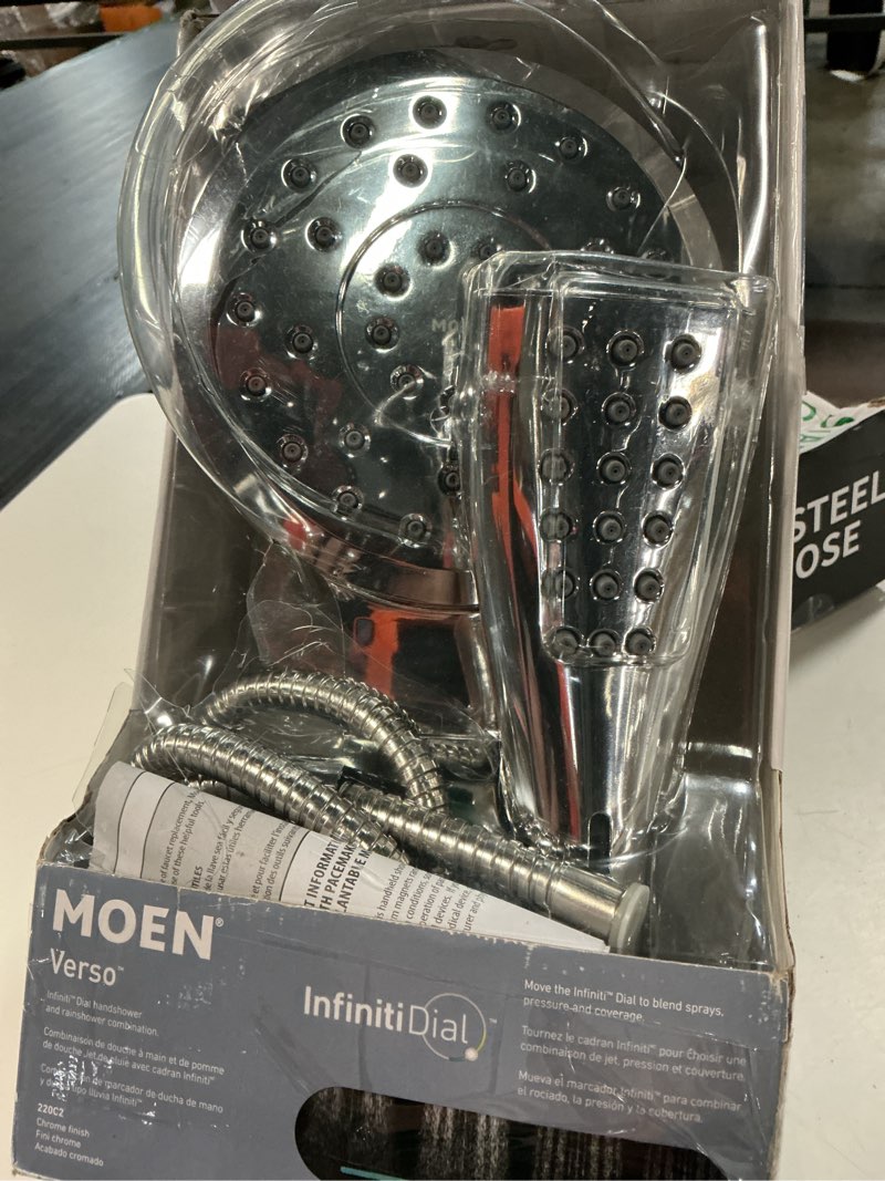Condition photo showing Good Condition for moen verso chrome round rain shower head and detachable handshower combination with magnetix docking system and 60-inch metal hose, 220c2
