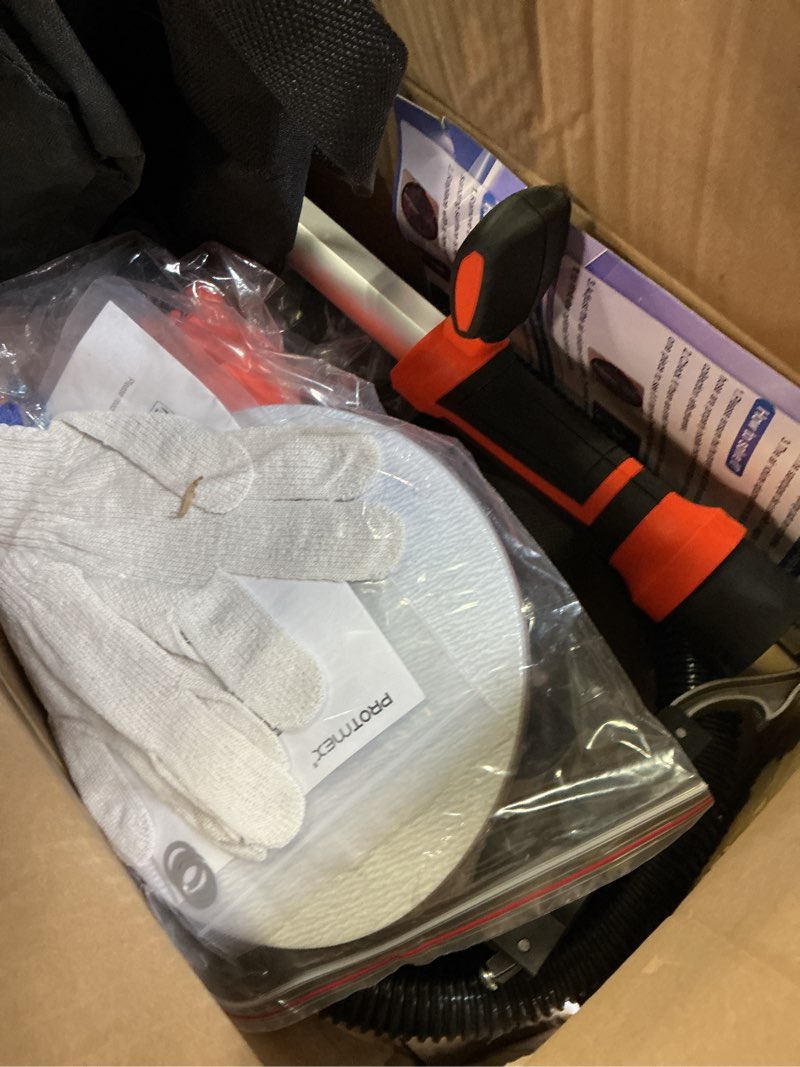 Condition photo showing Good Condition for Drywall Sander, 1000W Popcorn Ceiling Removal Tool, Automatic Drywall Sander with Vacuum Dust Collection, LED Light, 6 Variable Speed 800-2200RPM,15Pcs Sanding Discs, Foldable & Extendable Handle Orange Red