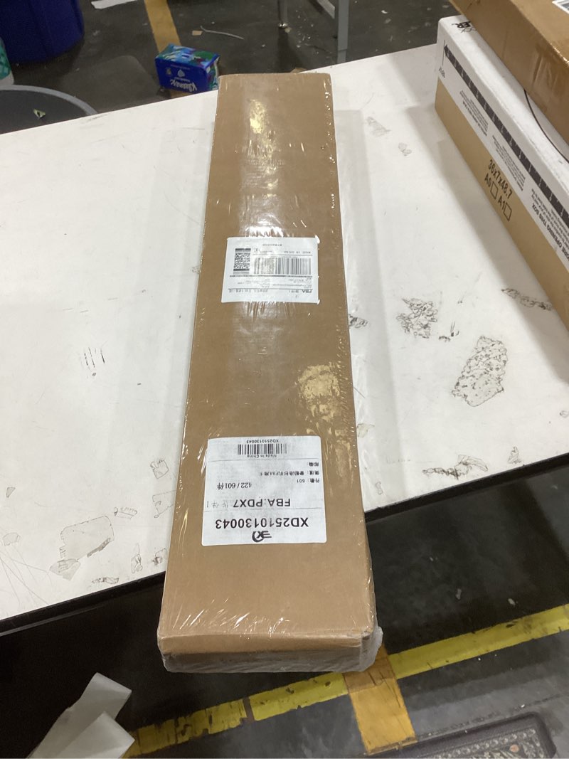 Condition photo showing Good Condition for cordless faux wood blinds 27" w x 36" h, 2 inch slat horizontal windows blinds with crown valance, room darkening blinds, white blinds for home interiors. 27"w x 36"h