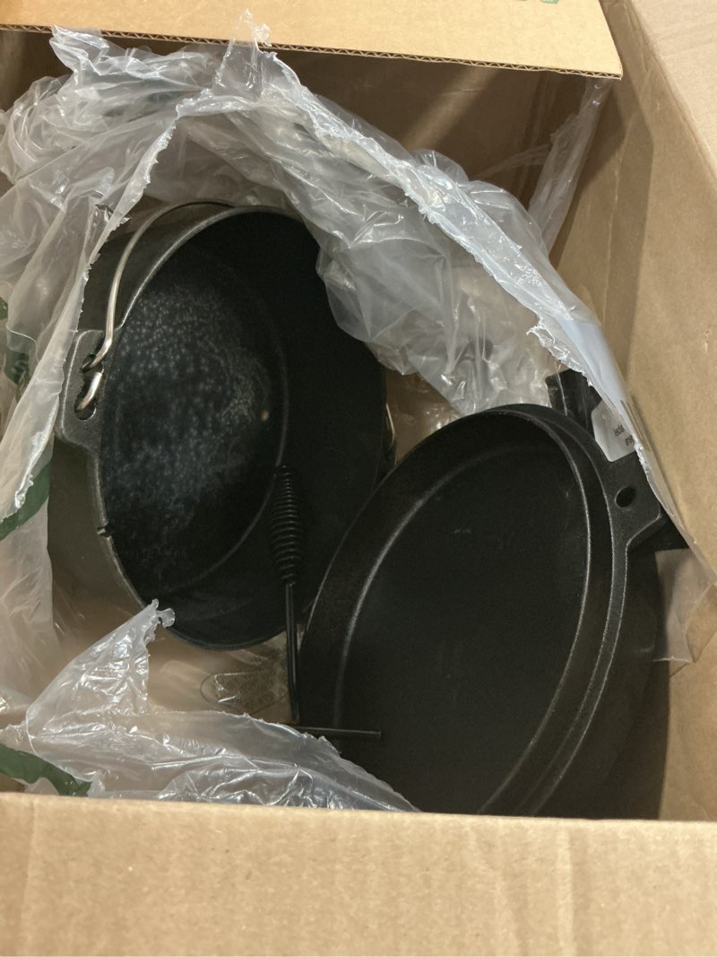 Condition photo showing As Is for king kooker 16 qt. seasoned cast iron dutch oven with cast iron lid, black (ci16sa)