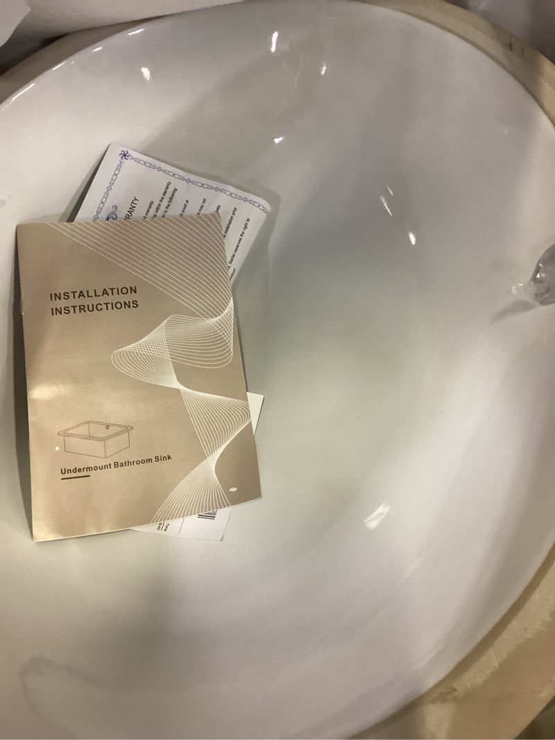 Condition photo showing Good Condition for sarlai undermount bathroom sink - 19 x16 inch oval vessel sink under counter lavatory sink white cer