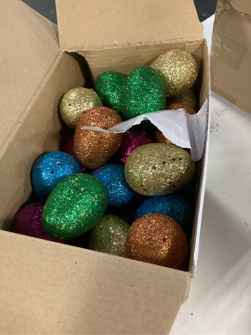 Condition photo showing Good Condition for leitee 60 pcs glitter plastic easter eggs fillable empty 6 colors 2.36 inches eggs bulk for easter egg hunt, basket stuffers, party favors, spring vase filler, decorations supplies