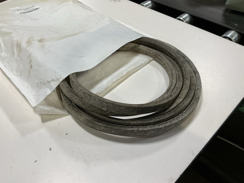 Condition photo showing As Is for 5/8 x 143 deck belt for cub cadet, mtd, 754-04138a 754-04138 954-04138a 954-04138 754-05078 954-05078 exmark 1-413308 413308 husqvarna 574845603 hustler 791335 fit craftsman ztl8000 mower belt