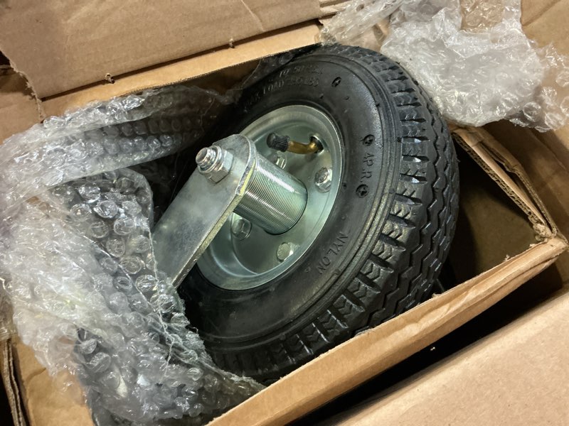 Condition photo showing Good Condition for rrq 8 inch caster wheels, pneumatic swivel caster wheels with zinc top plate 360 degree rotation for cart, dolly, trolley, workbench and wagon, black rubber wheels, 590 lbs total capacity (2 pack)