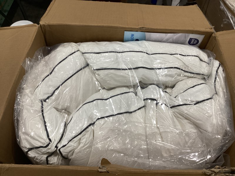 Condition photo showing Good Condition for rds certified goose feather & down pillows, 3-chamber gusseted design for balanced neck support, 100% cotton cover, hotel style bed pillow for side and back sleepers | queen size set of 2, 20" x 30" white queen (pack of 2)