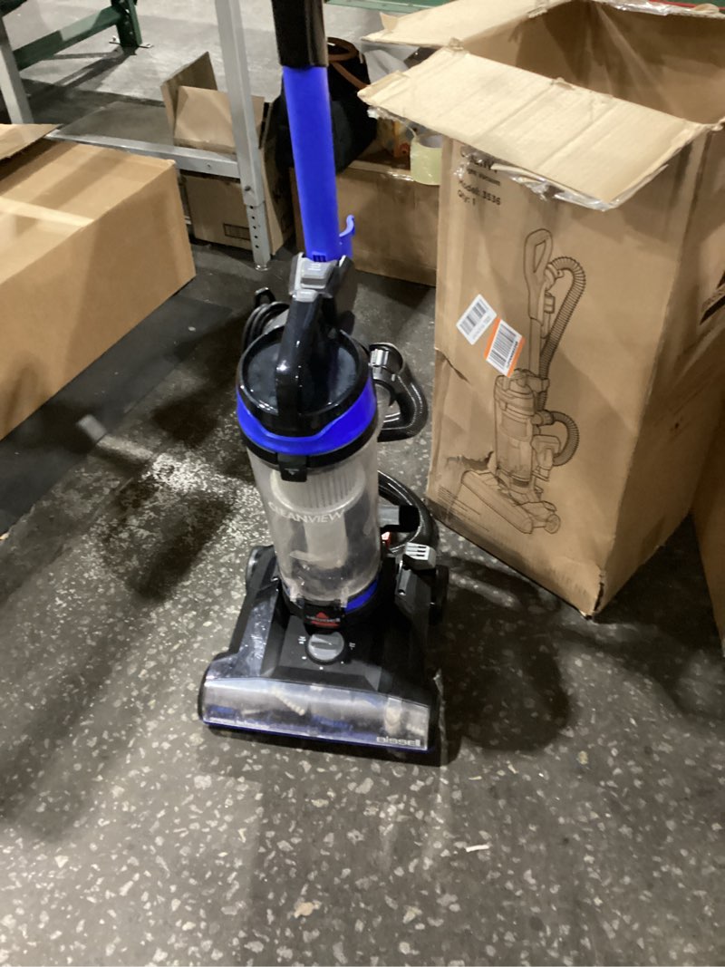 Condition photo showing As Is for NOT TESTED Bissell CleanView Upright Bagless Vacuum Cleaner with Active Wand, 3536 Black/Cobalt Blue