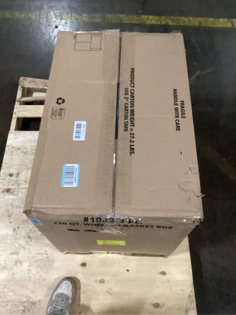 Condition photo showing Good Condition for Sterilite 120 Qt Wheeled Gasket Box, Stackable Storage Bin with Latching Lid, Handle and Tight Seal,