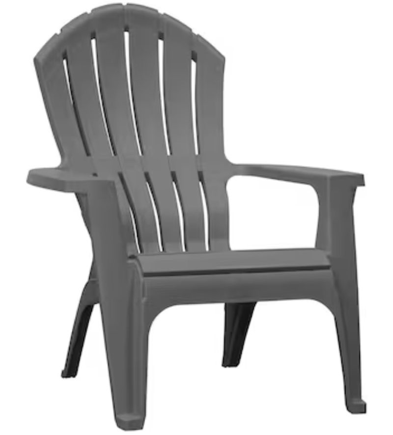 adams patio realcomfort stackable charcoal resin frame stationary adirondack chair with sla