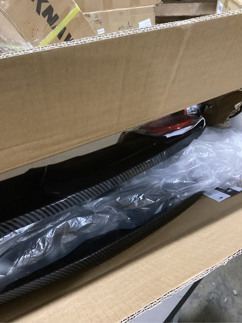 Condition photo showing As Is for front bumper lip splitter spoiler fit for bmw 4 series 2014-2020 428i/ 430i/ 435i/ 440i/ f32/ f33/ f36/ (m sport models), carbon fiber style 4pcs air chin body kit exterior accessories sport model-carbon fiber look