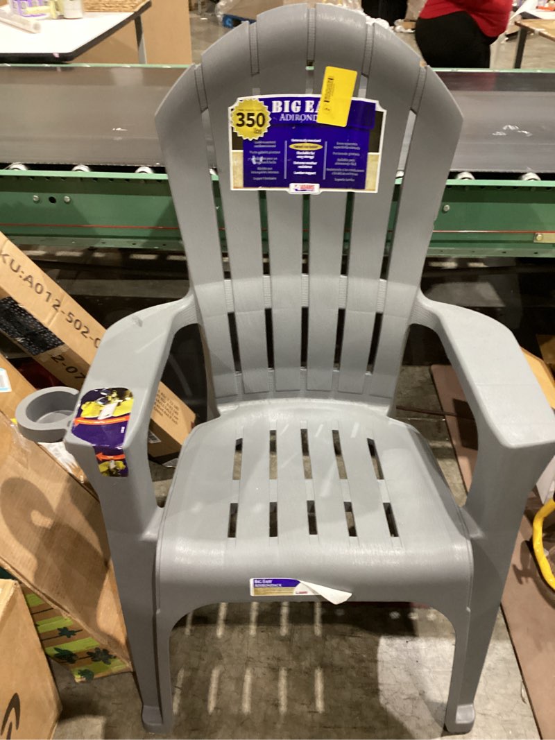 Condition photo showing Good Condition for adams patio big easy stackable charcoal resin frame stationary adirondack chair with slat seat