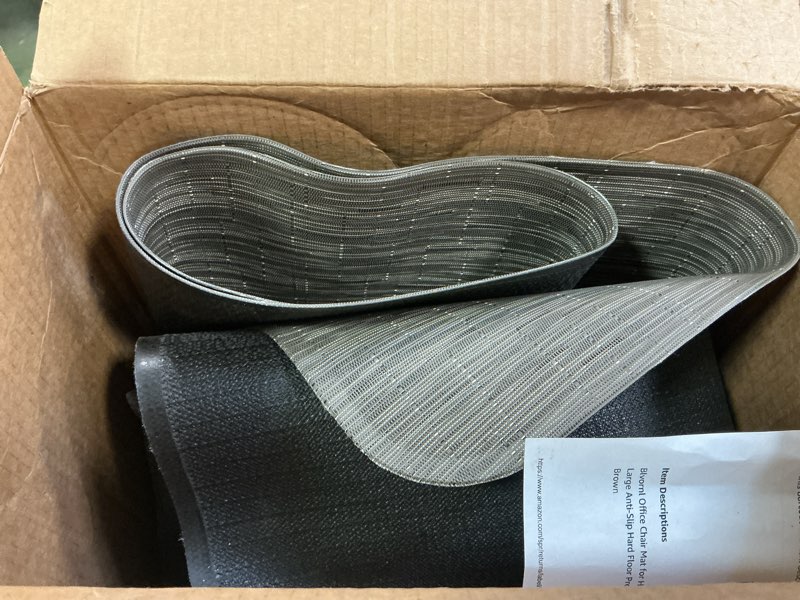 Condition photo showing As Is for Blvornl Office Chair Mat for Hardwood Floor, 35.4"*47.2" Desk Computer Chair Mat for Hard Wood, Large Anti-Slip Hard Floor Protector Rolling Chair Mat, PVC Mat Desk Rug for Office and Dark Brown 35.4"*47.2" Dark Brown