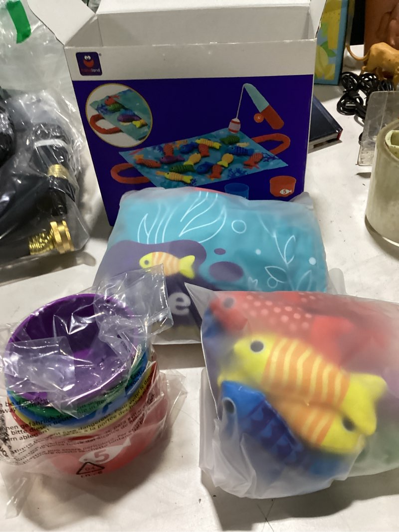 Condition photo showing New/Like New for hahaland montessori toys for 1 year old boy girl birthday gift - 10 in 1 cloth fishing game toddler toys with stacking cups - number counting, color sorting learning