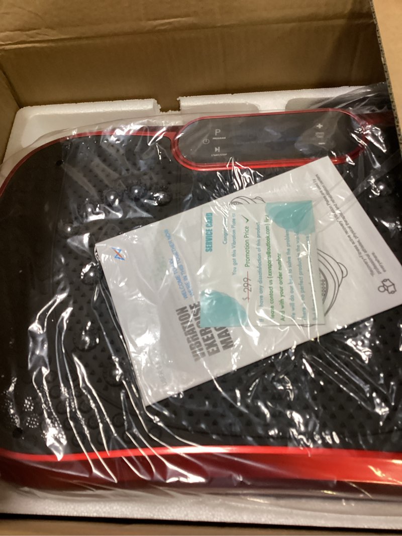 Condition photo showing Good Condition for Hurtle Fitness Vibration Platform Machine - Home Gym Whole Body Shaker Exercise Machine Workout Trainer Fast Weight Loss w/Resistance Bands Easy Carry Wheel Remote Adjustable Speed Red