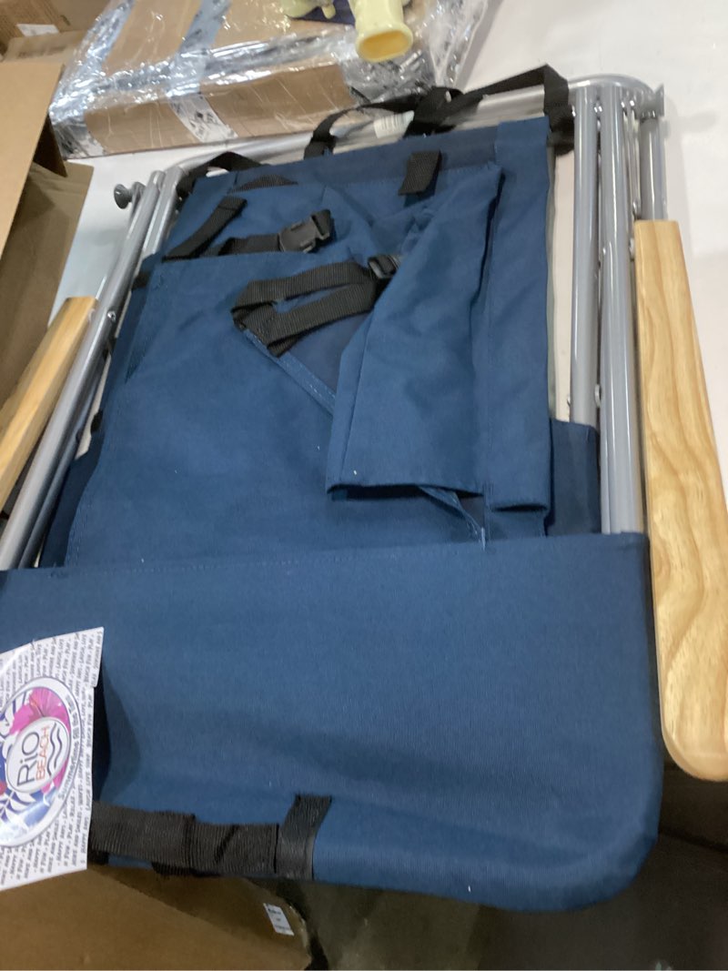 Condition photo showing Good Condition for Rio Beach Original 4-Position Steel Backpack Chair with Pillow, Hands-Free Beach Chair Backpack for Adults, Navy