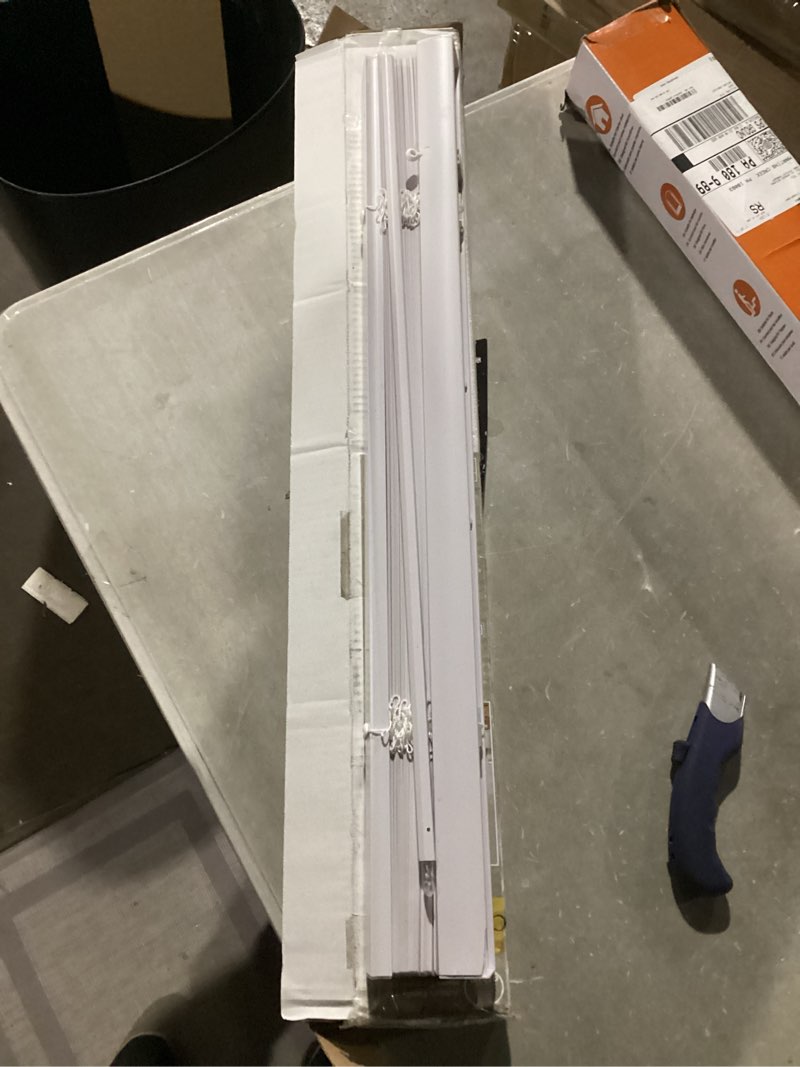Condition photo showing New/Like New for Cordless Light Filtering Mini Blind - 30 Inch Width, 64 Inch Length, 1" Slat Size - Alabaster - Cordless GII Morningstar Horizontal Windows Blinds for Interior by Achim Home Decor 30"W x 64"H Alabaster