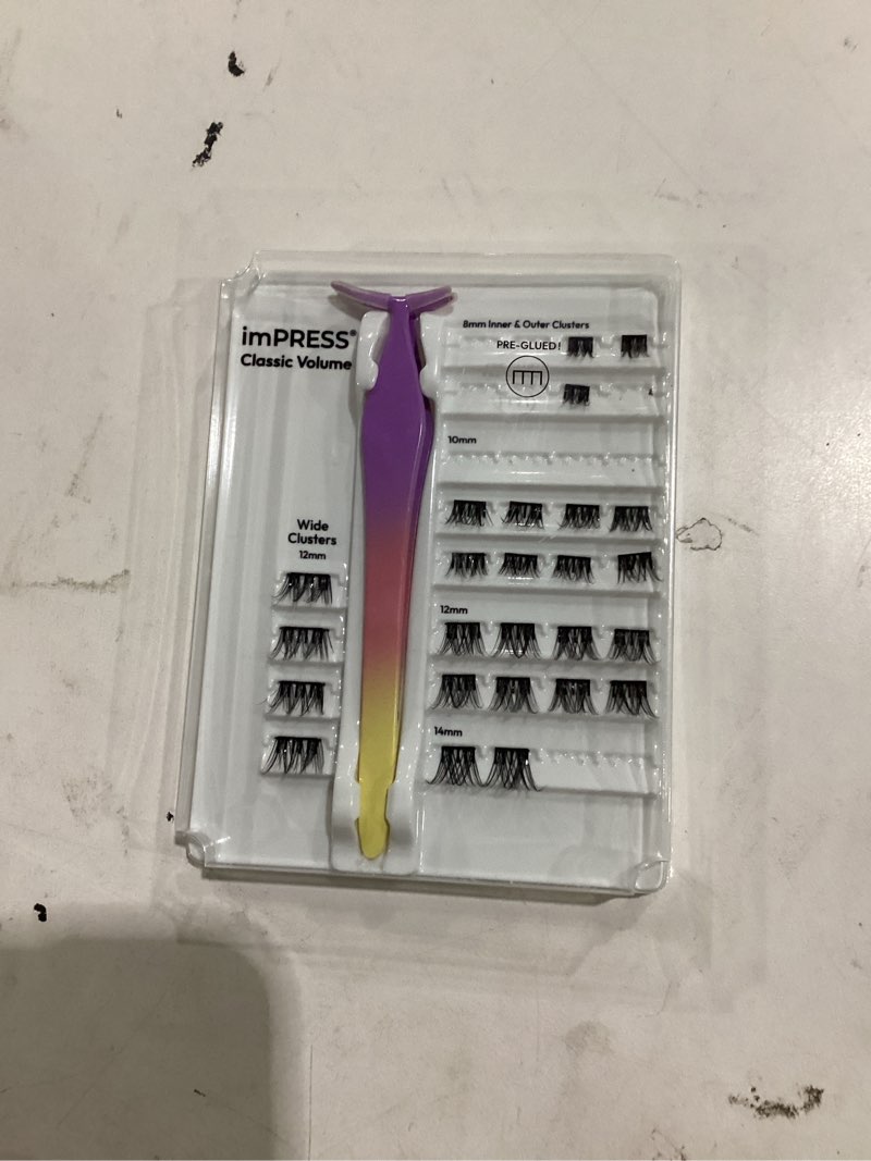 Condition photo showing Good Condition for kiss impress falsies self adhesive eyelashes, press on lashes, 12mm-14mm glam volume lashes, black, no glue needed, invisible band, 36 lash clusters & non-stick applicator - voluminous voluminous 36 count (pack of 1)