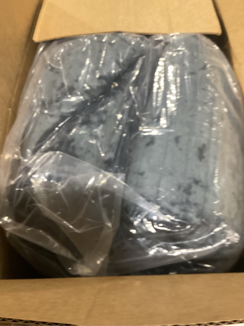 Condition photo showing As Is for Velvet Quilt Set California King Size 106x118 3PCS Bedding Set Bedspread with 2 Pillow Shams Luxurious Soft Striped Quilted Coverlet for All Seasons,Grey Blue Grey Blue 106*118