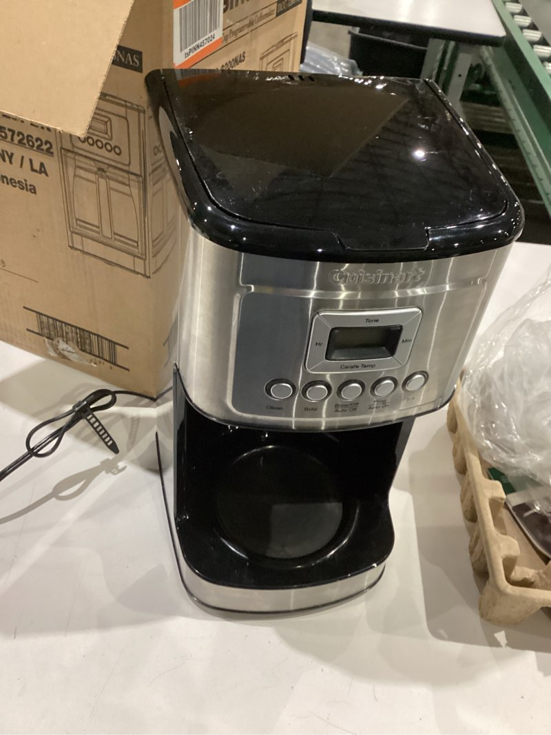 Condition photo showing As Is for cuisinart 14-cup coffee maker, programmable perfectemp glass carafe coffee machine with 1-4 cup setting, brew strength control and pause, stainless steel, dcc-3200nas 14-cup glass stainless steel