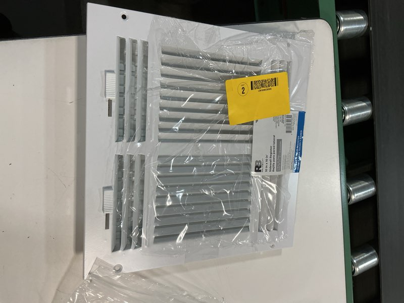 Condition photo showing Good Condition for EZ-FLO 10 x 10 Inch (Duct Opening) White Air Vent Cover for Wall or Ceiling, Four-Way Ventilation Register, 11-3/4 Inch x 11-3/4 Inch (Overall Dimensions), Solid Steel HVAC Cover, 61619