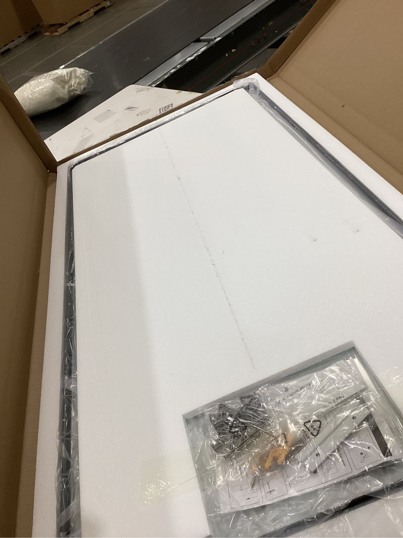 Condition photo showing Good Condition for keonjinn black bathroom mirror for over sink, 48 x 24 inch large rounded rectangle bathroom vanity mirror, matte black sandblasted finish, tempered glass seamless aluminum alloy frame full body mirror matte black 24"l x 48"w